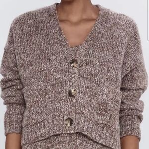 Zara Women's Brown Cardigan Sweater